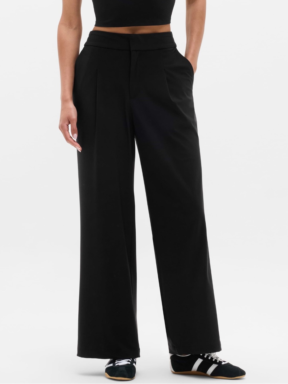 ATHLETA | Pinnacle High Rise Wide Leg Trouser Pants in Black, Size 8
